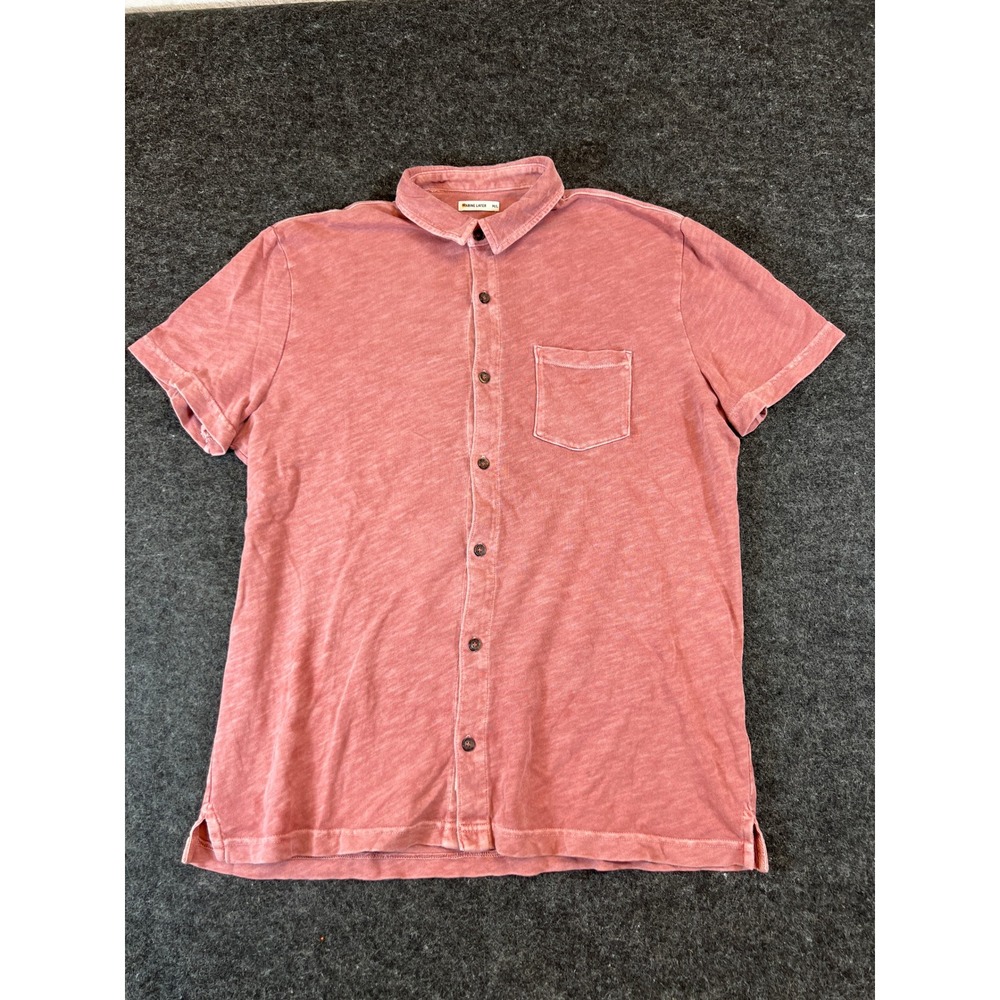 Marine Layer Button Down Shirt Mens M/L Marsala Vintage Heavy Slub Short Sleeve
